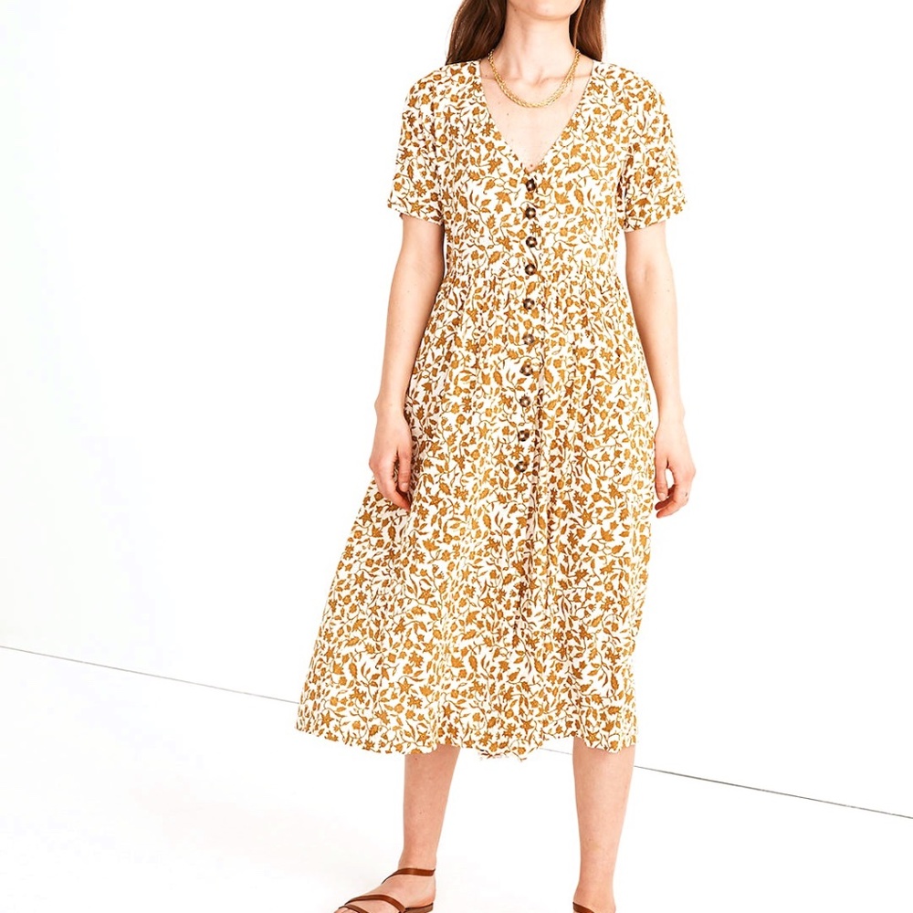 Madewell Button Front Midi Dress in Batik Vine